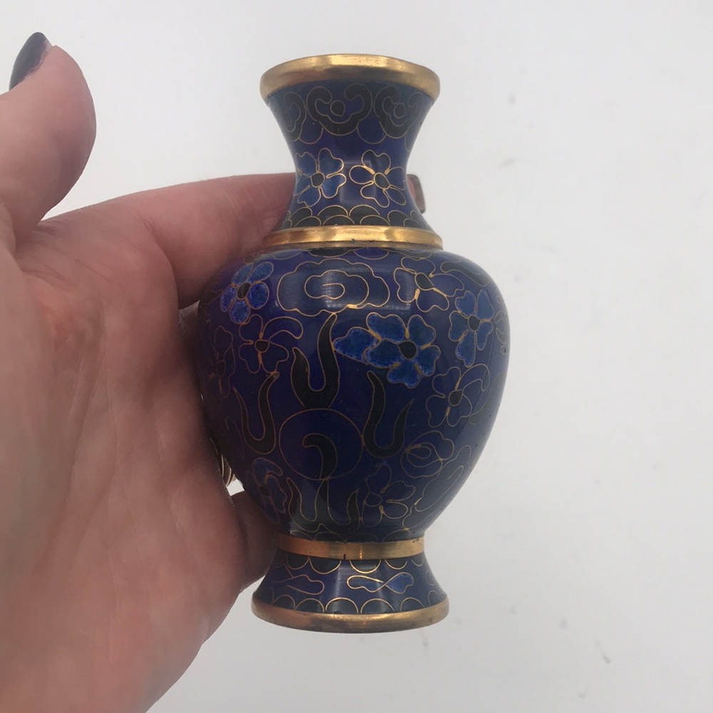 VTG‎ (60s) Cloisonné 4-1/4" Mini Bud Vase Chinese - Picture 6 of 9